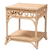 bali & pari Oxford Braided Natural Rattan End Table with Shelf - Square Boho Accent Table with Decorative Loop Detailing, Coastal Style for Living Room or Bedroom Baxton Studio restaurant furniture, hotel furniture, commercial furniture, wholesale living room furniture, wholesale end table, classic end table